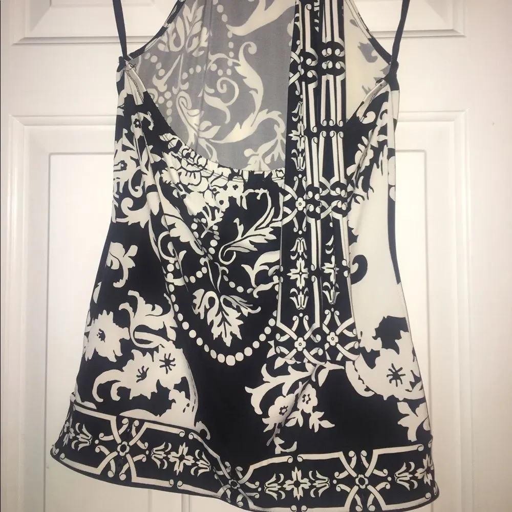 White House Black market halter Chic Black & White High Neck Halter Top - Picture 2 of 3